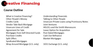 Creative Financing - Course Outline