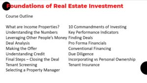 Income Properties - Course Outline